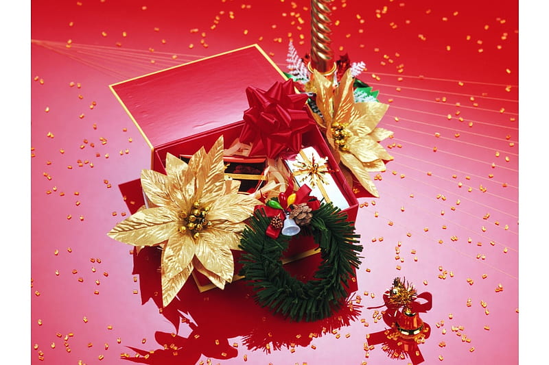 Regalos de navidad y flores para muchos amigos, rojo, bonito, navidad,  flores, Fondo de pantalla HD | Peakpx