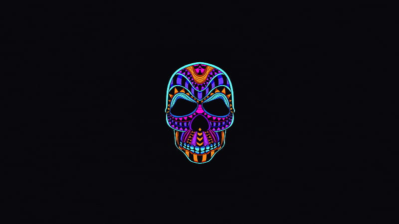 Neon Color Minimalist Skull, HD wallpaper