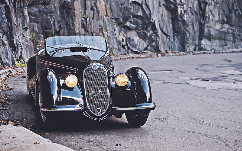 Alfa Romeo 8C, retro cars, 1937 cars, itaian cars, Alfa Romeo 8C 2900B Touring Spider, Alfa Romeo, HD wallpaper