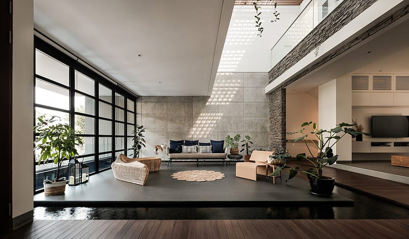 Modern Rattan Living Room, Modern, Rattan Furniture, Interior Design, Architecture, HD wallpaper