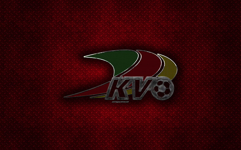 KV Oostende, Belgian football club, red metal texture, metal logo, emblem, Ostend, Belgium, Jupiler Pro League, Belgian First Division A, creative art, football, HD wallpaper