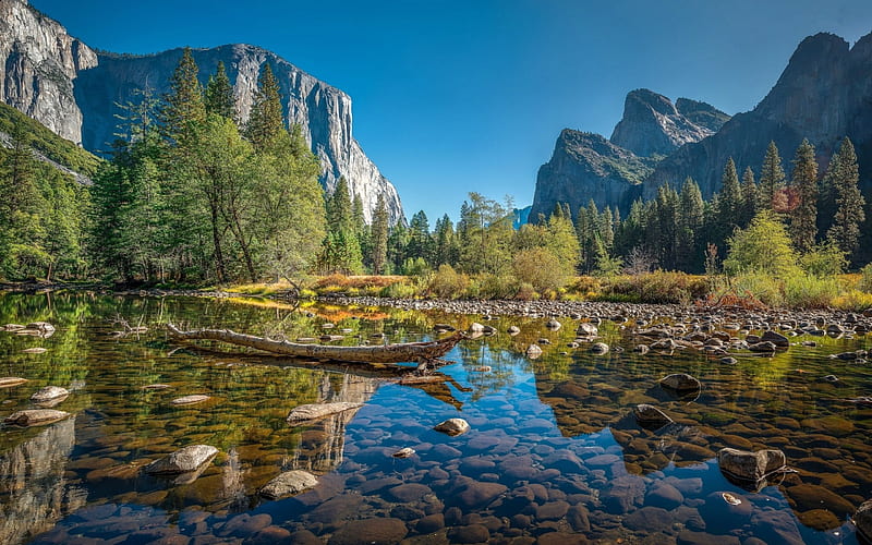 Yosemite National Park, California, Water, Reflection, USA, Mountains, Park, Nature, HD wallpaper