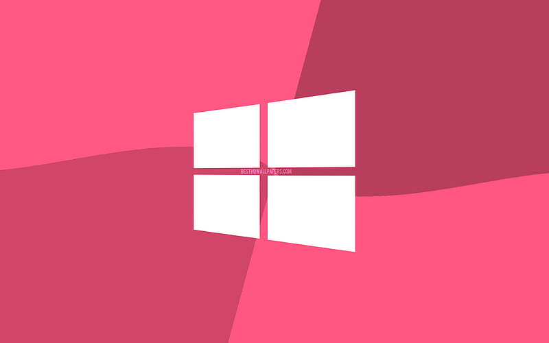 Windows 10 pink logo Microsoft logo, minimal, OS, pink background, creative, Windows 10, artwork, Windows 10 logo, HD wallpaper