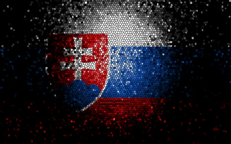Slovak flag, mosaic art, European countries, Flag of Slovakia, national symbols, Slovakia flag, artwork, Europe, Slovakia, HD wallpaper