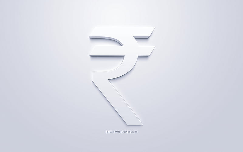 Indian rupee symbol, currency sign, Indian rupee, white 3D Indian rupee sign, Indian rupee Currency, white background, HD wallpaper