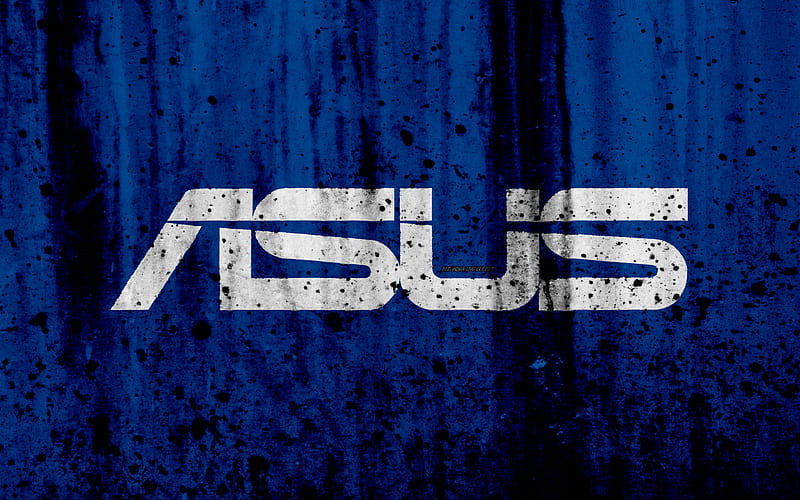 Asus, logo creative, grunge, blue background, Asus logo, HD wallpaper