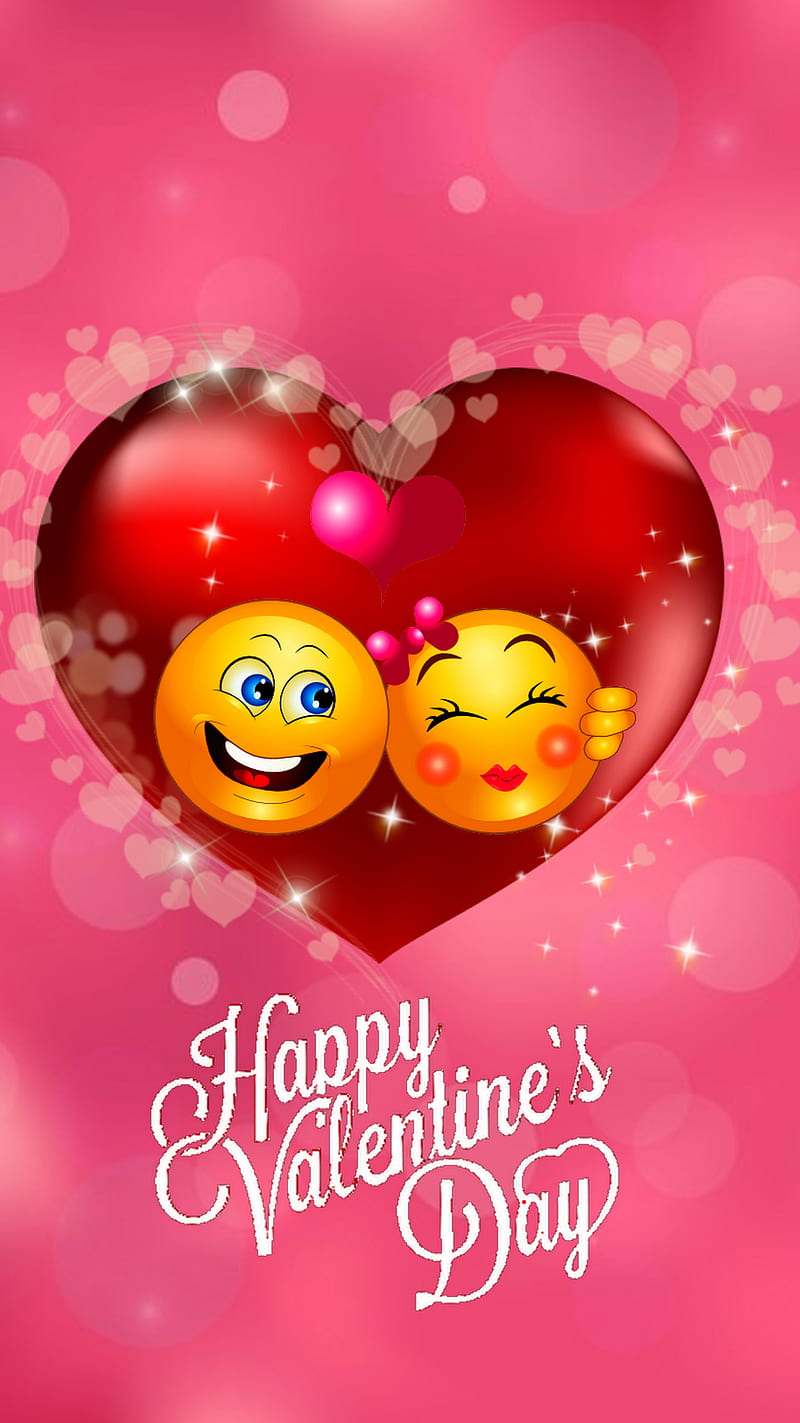 1080x1920px, couple, emoticon, happy, heart, love, valentines day, HD phone wallpaper