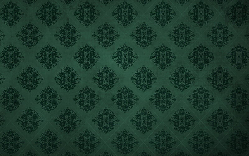 vintage ornaments on green background, retro ornaments texture, vintage ornaments texture, green ornaments background, green ornaments texture, HD wallpaper