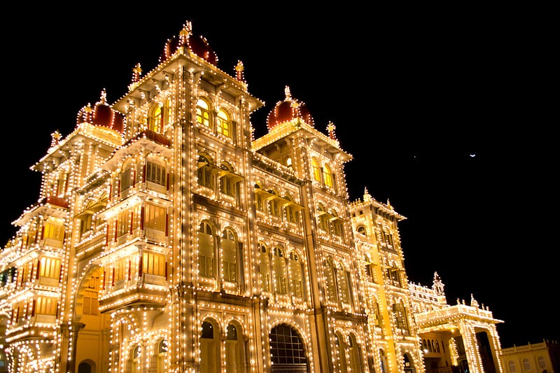 Night, India, , Mysore Palace, Karnataka State, Palaces, HD wallpaper