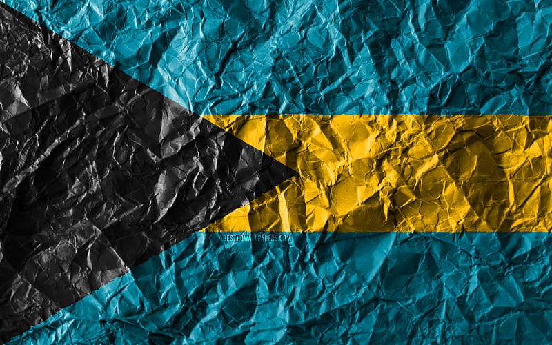 Bahamas flag crumpled paper, North American countries, creative, Flag of Bahamas, national symbols, North America, Bahamas 3D flag, Bahamas, HD wallpaper