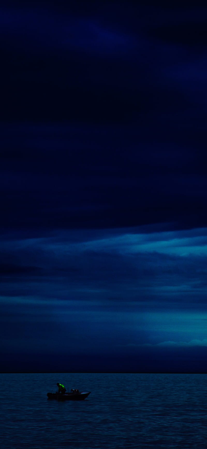 Dark Evening Blue Cloudy Alone Boat In Ocean iPhone XS, iPhone 10, iPhone X , , Background, and, HD phone wallpaper
