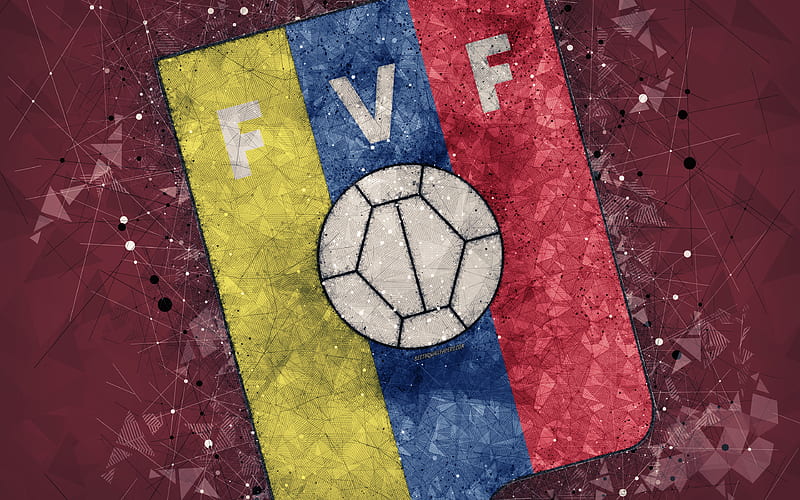 Venezuela national football team geometric art, logo, gray abstract background, emblem, Venezuela, football, grunge style, creative art, HD wallpaper