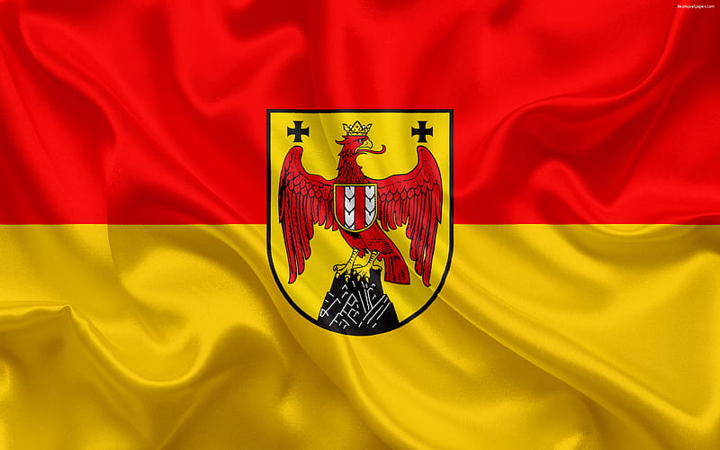 Flag of Burgenland, federal land, Austria lands, coat of arms, Austrian administrative division, symbolism, Burgenland, Austria, silk texture, HD wallpaper