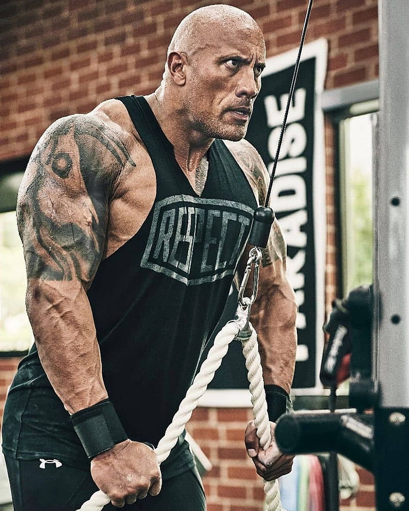 Dwayne Johnson, Entrenamiento, Gym, HD phone wallpaper