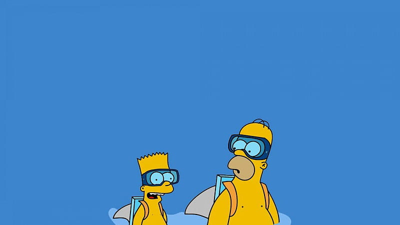 bart simpson in blue background with swimming mask movies, HD wallpaper