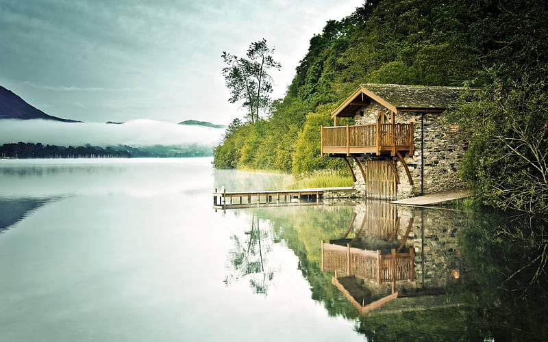 lake house, house, cool, nature, fun, lake, HD wallpaper