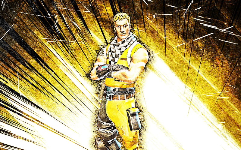 Cabbie Skin, grunge art, Fortnite Battle Royale, yellow abstract rays, Fortnite characters, Cabbie, Fortnite, Cabbie Fortnite, HD wallpaper