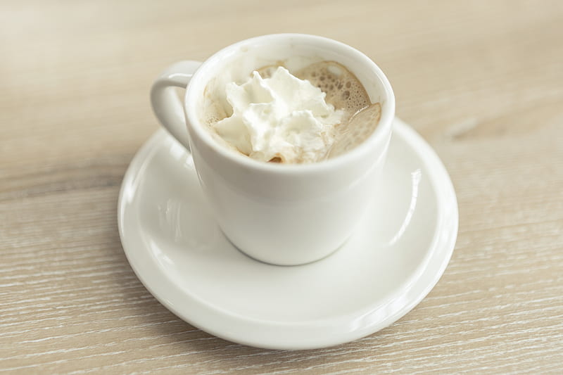 espresso con panna in white cup, HD wallpaper