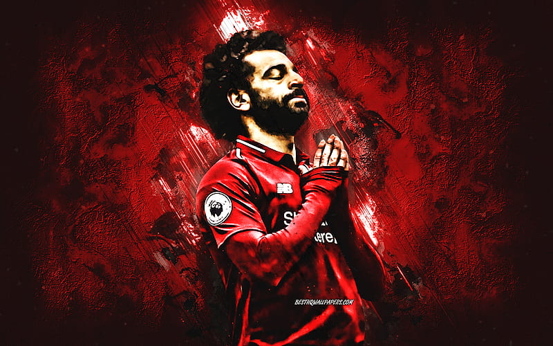 Mohamed Salah, Liverpool FC, portrait, Egyptian football player, striker, red creative background, creative art, Premier League, England, football, Salah, HD wallpaper