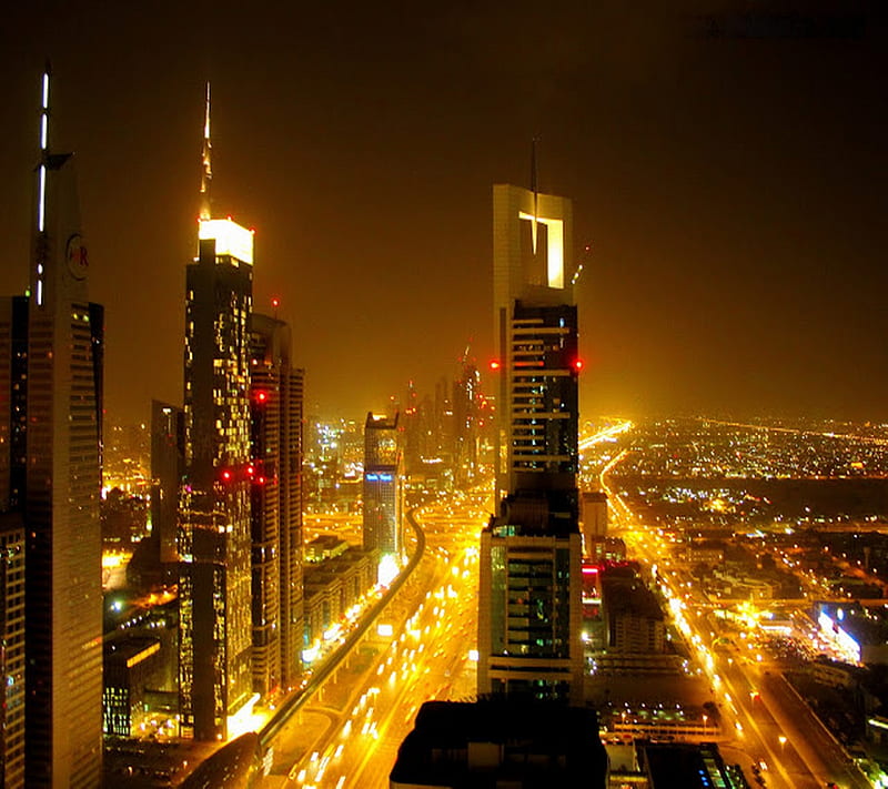 Dubai At Night Time, towers, HD wallpaper