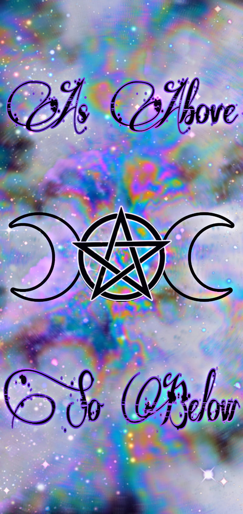 As Above So Below, blur, galaxy, pagan, pentacle, purple, quotes, spiritual, triple moon, wicca, witch, HD phone wallpaper