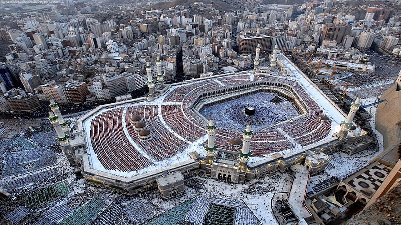 Aerial View Of Crowded Mecca Ramzan, HD wallpaper