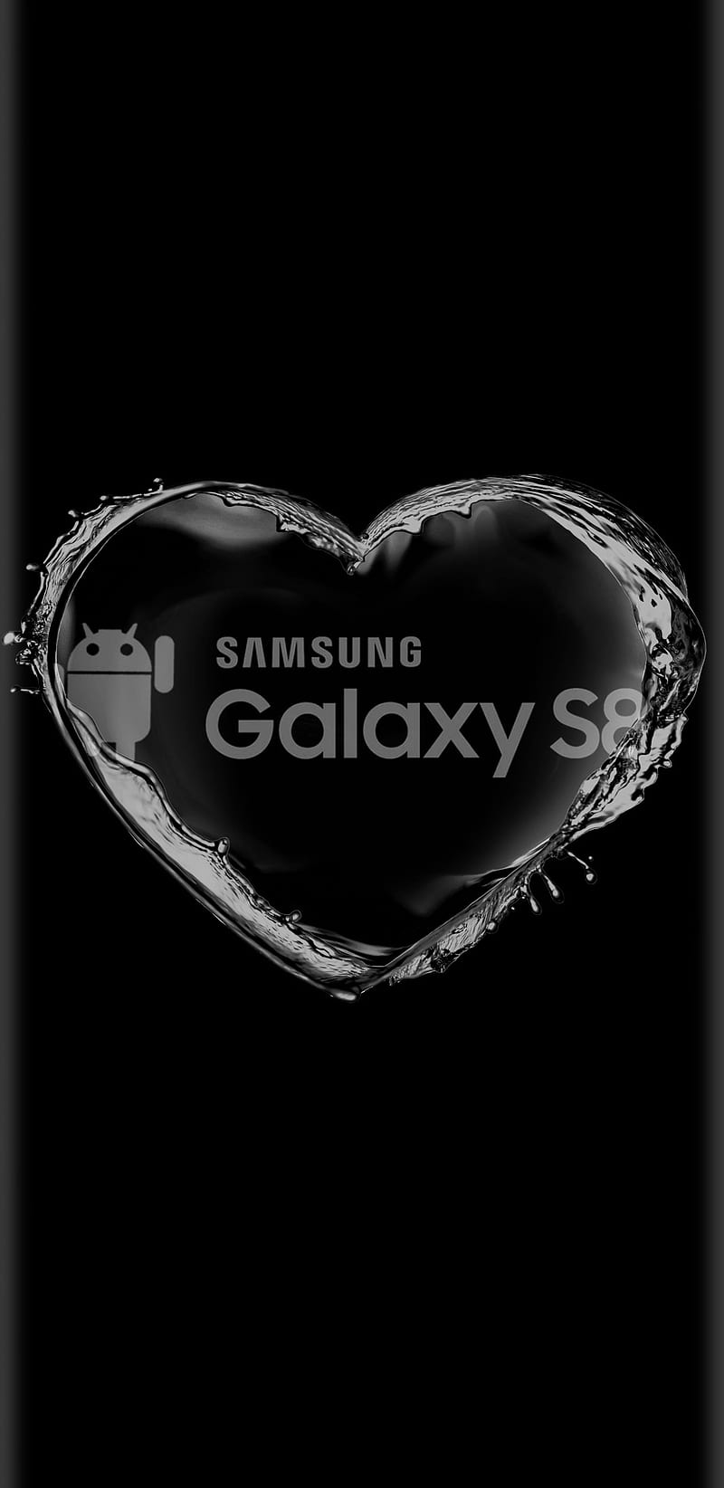 Samsung S8 Heart 2, android, black, galaxy, glass, gris, HD phone wallpaper
