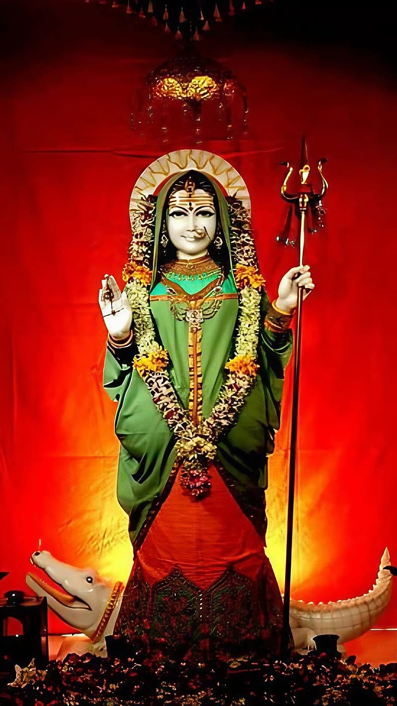 Khodiyar Maa Na, Red Background, goddess, HD phone wallpaper