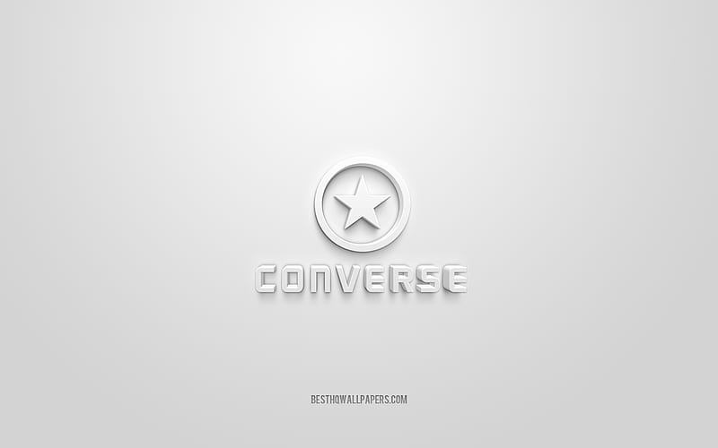 Converse logo, white background, Converse 3d logo, 3d art, Converse, brands logo, white 3d Converse logo, HD wallpaper