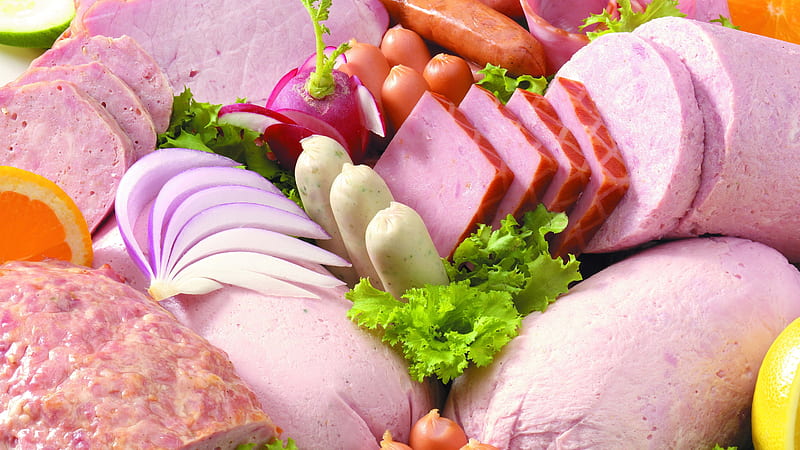 sausages, cabbage, fast food, meat, radishes, vegetables, Food, HD wallpaper