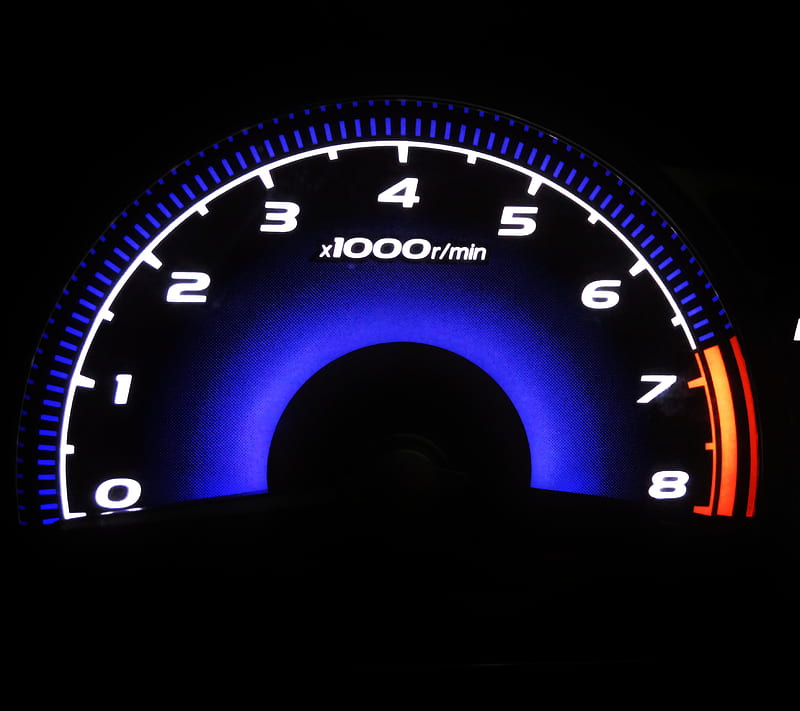 indicator, black, blue, car, dark, gear, honda, km, rpm, speed, vites, HD wallpaper