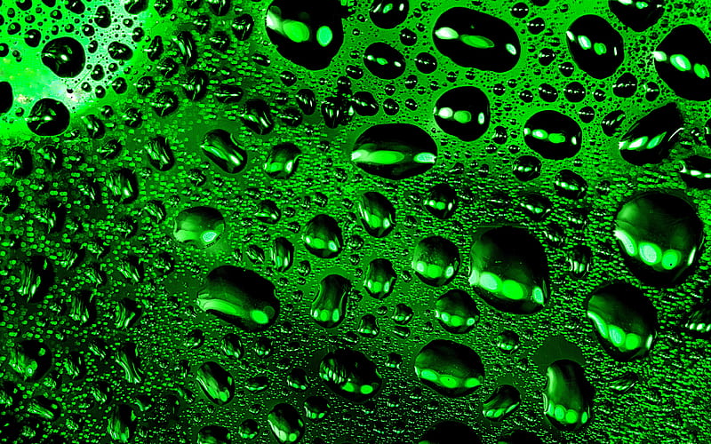 drops patterns, background with drops, water drops texture, macro, drops on glass, green backgrounds, water drops, water backgrounds, drops texture, water, drops on green background, HD wallpaper