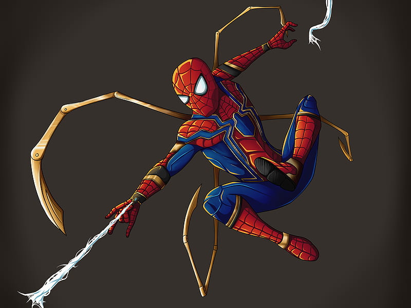 iron spider, jumping, spider-man, Movies, HD wallpaper