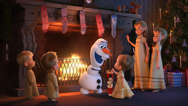 Olaf's Frozen Adventure (2017), fantasy, movie, children, olafs frozen adventure, snowman, disney, HD wallpaper