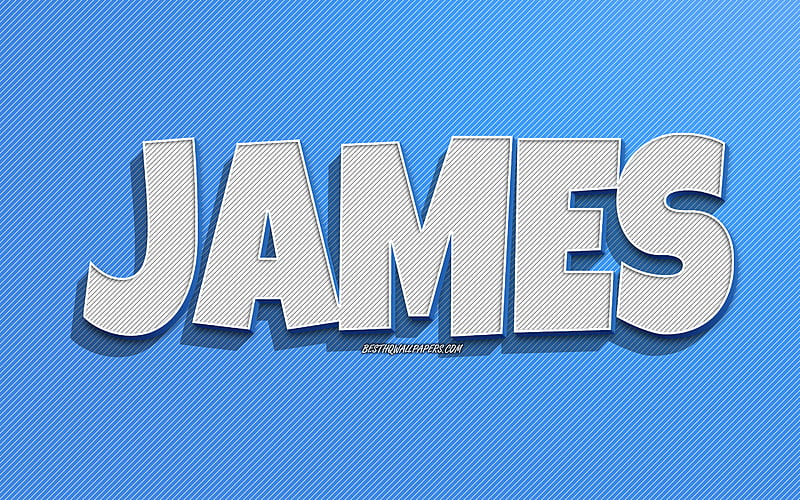 James, blue lines background, with names, James name, male names, James greeting card, line art, with James name, HD wallpaper