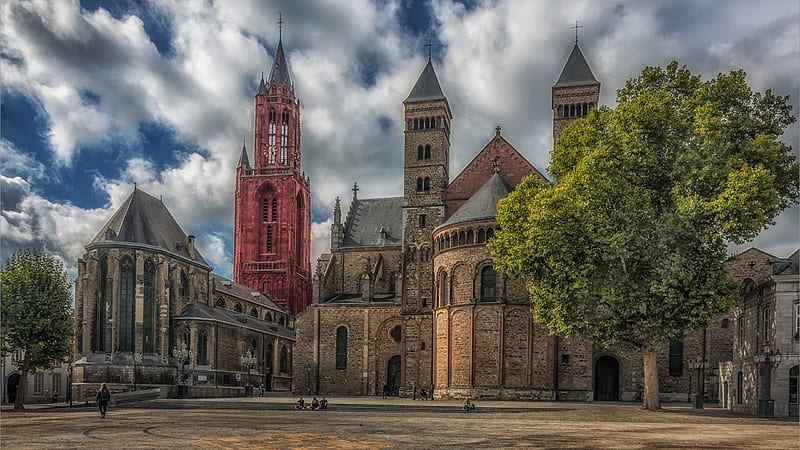 netherlands, maastricht, church, clouds, historical building, architecture, City, HD wallpaper