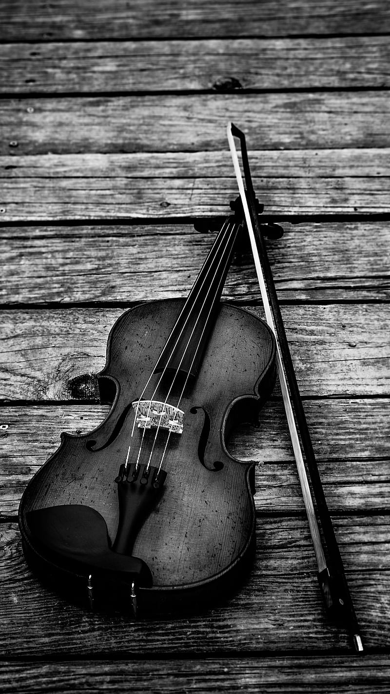 Violin Black and White , musical instrument, violin bow, bnw, instrument, music, HD phone wallpaper