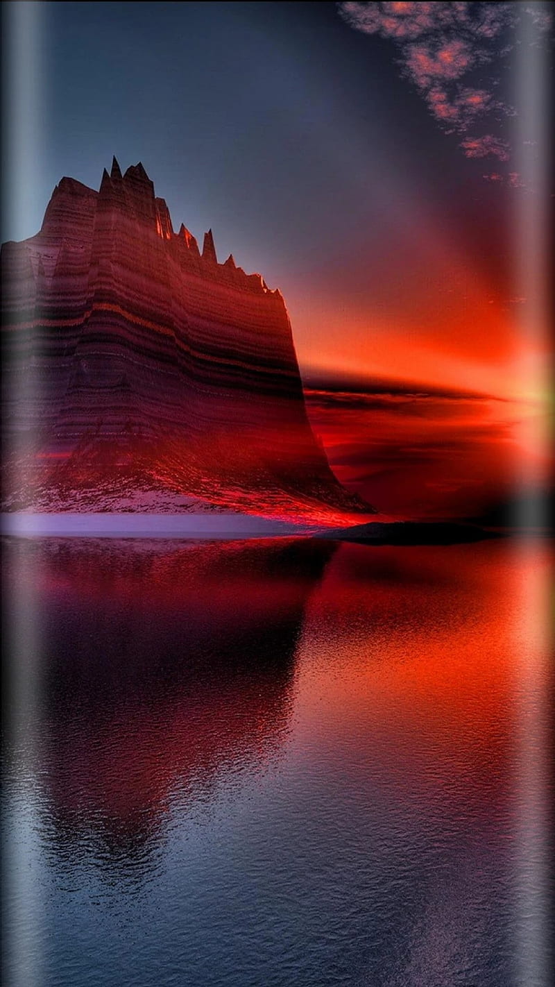 Nature, beauty, edge style, mountain, s7, sunset, HD phone wallpaper