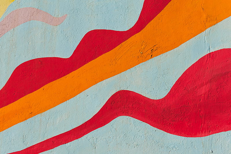 paint, wall, lines, red, orange, HD wallpaper