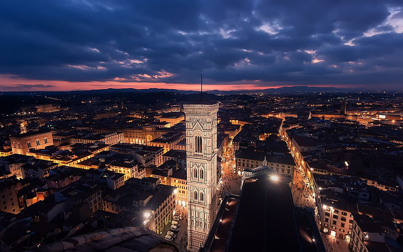 Florence, Tuscany, Santo Spirito, evening, sunset, old city, cityscape, Italy, HD wallpaper