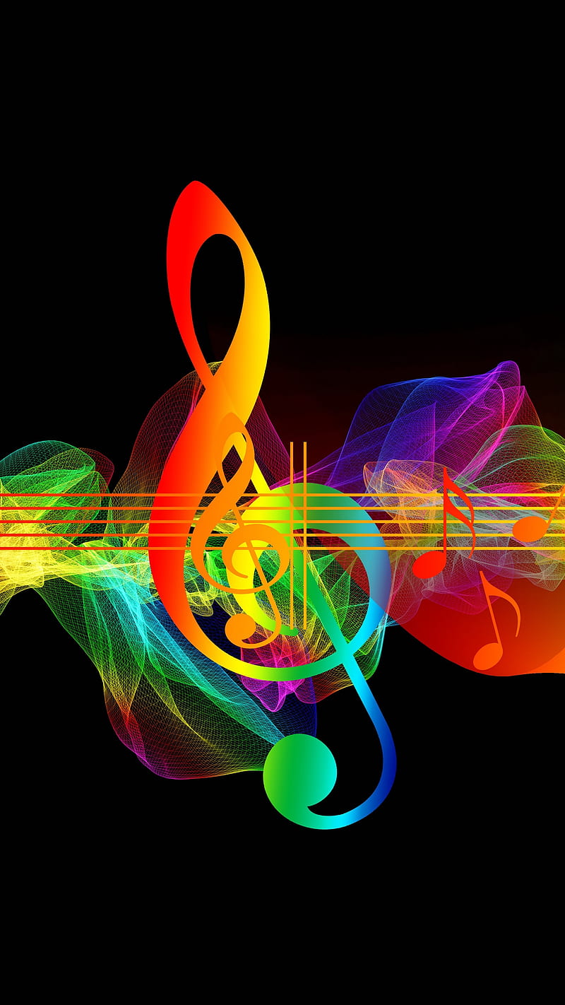 Notas musicales, arco iris, multicolor, notas musicales, clave de sol, Fondo  de pantalla de teléfono HD | Peakpx