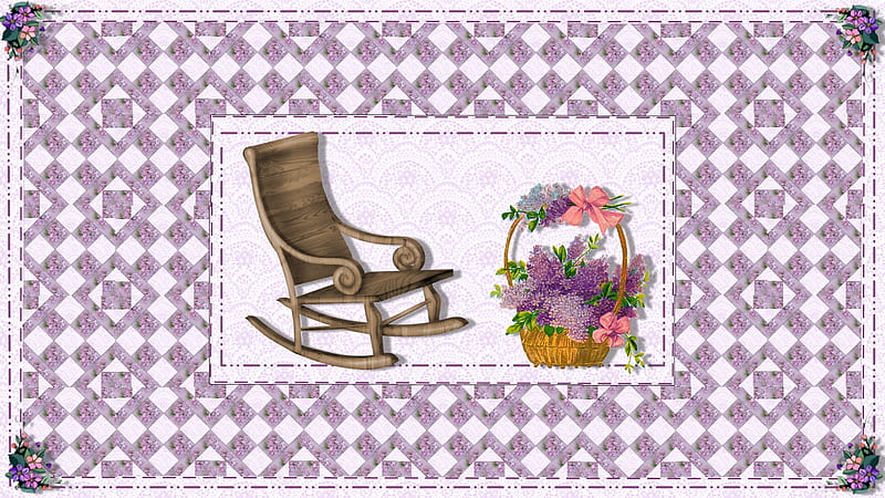 Snap, Crackle, Pop, stitches, flowers, quilt, rocking chair, HD wallpaper