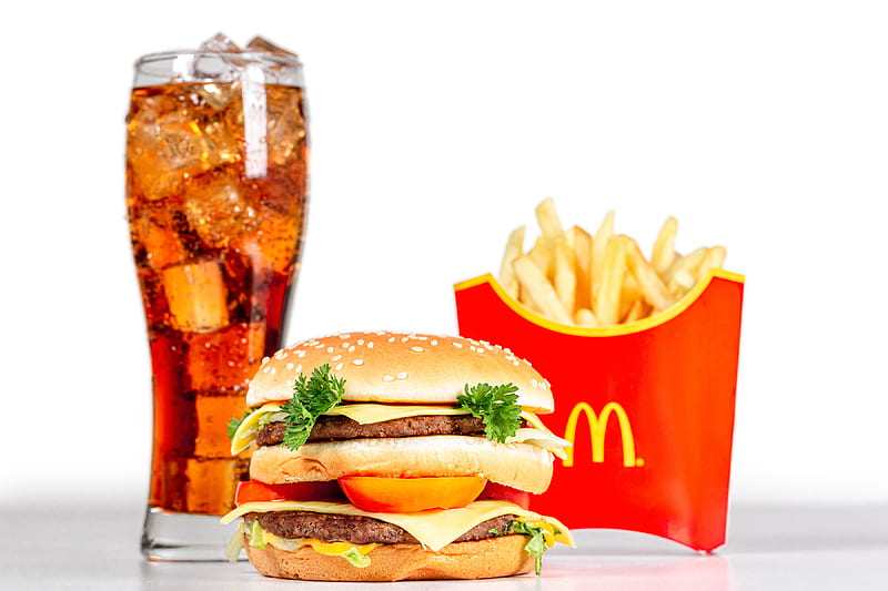 Products, McDonald's, Burger, Drink, French Fries, HD wallpaper