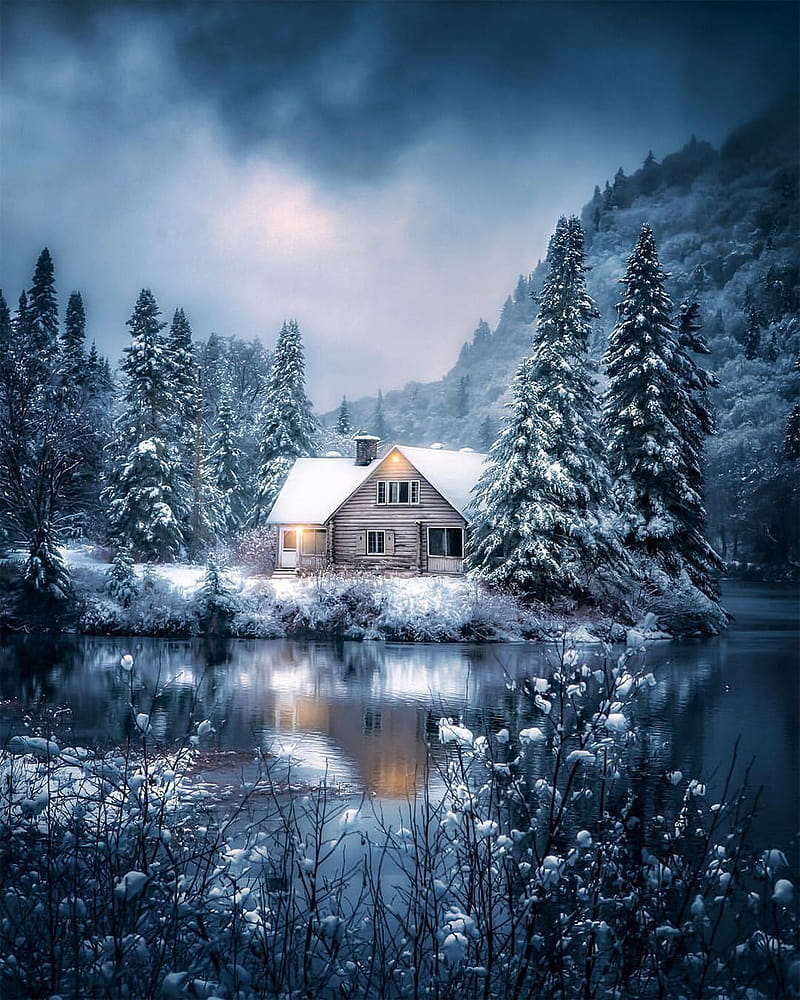 Winter Cabin For Your Phone, Fall Cabin, HD phone wallpaper