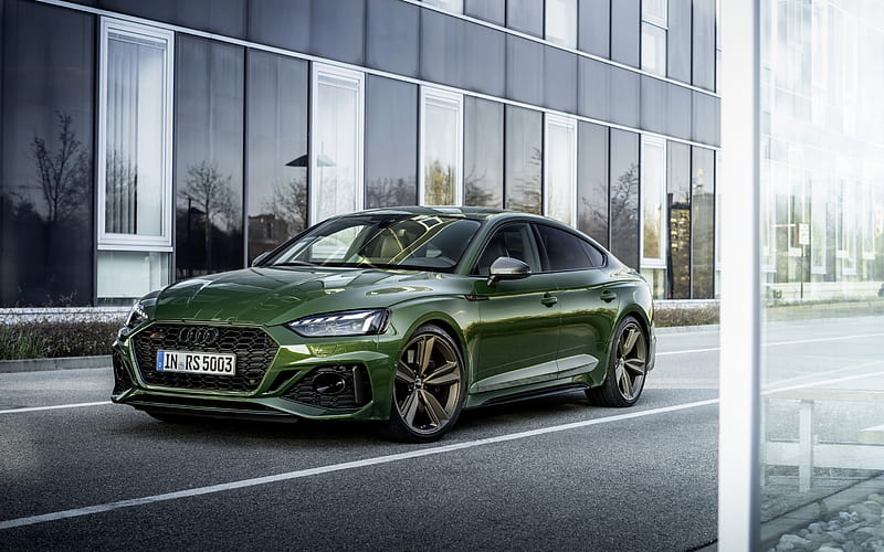 2020, Audi RS5 Sportback, front view, exterior, new green RS5 Sportback, german cars, Audi, HD wallpaper