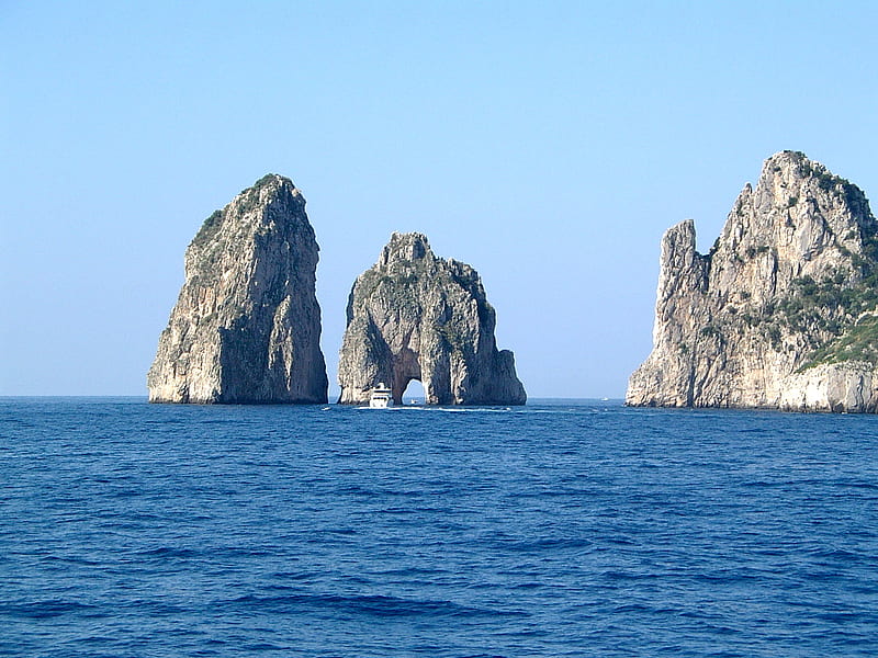 Faraglioni Rocks Capri Island Italy, capri island, faraglioni, rocks, sea, italy, HD wallpaper