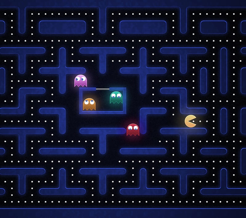 Pacman, capcom, classic, games, ghost, maze, pills, retro, HD wallpaper