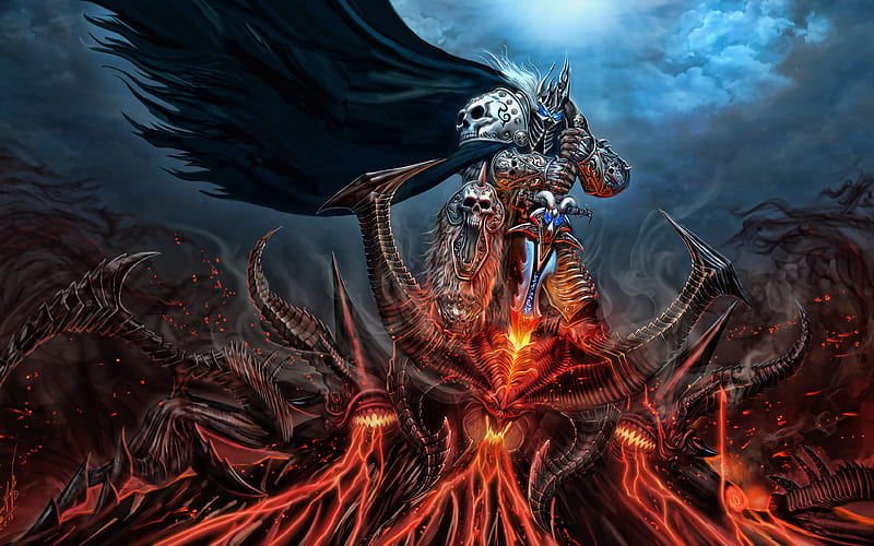 Arthas Menethil warrior with sword, monster, World Of Warcraft, demon, Lich King, WoW, HD wallpaper