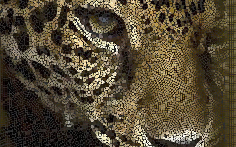 Mosaic Leopard, leopard, art, 3d, wild, mosaic, abstract, animal, HD wallpaper