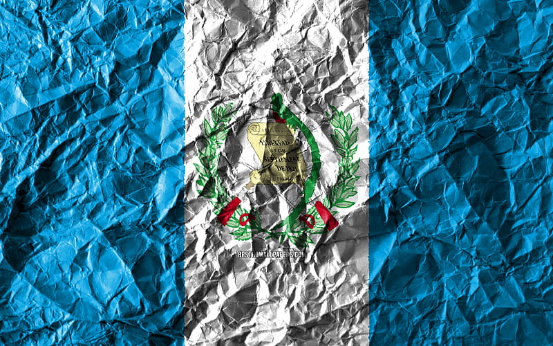Guatemalan flag crumpled paper, North American countries, creative, Flag of Guatemala, national symbols, North America, Guatemala 3D flag, Guatemala, HD wallpaper